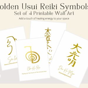 PRODUCT IMAGE - Golden Usui Reiki Symbols Set of 4 Printable Wall Art
